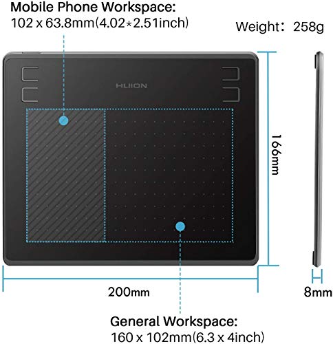 HUION HS64 Tableta Gráfica de Dibujo 6 x 4 Pulgadas para Juego OSU, Compatible con Sistema operativo Android