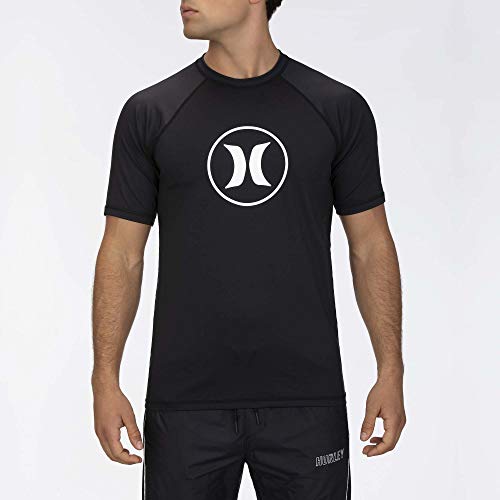 Hurley M Icon Raglan Surf Shirt S/S Lycra, Hombre, Black, S