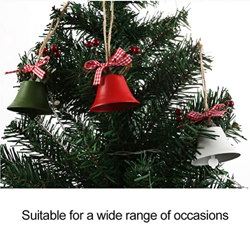 HUYWJ Paquete de 3 adornos de campana de Navidad con arco de cuadros de bayas colgantes para hacer campanillas de viento
