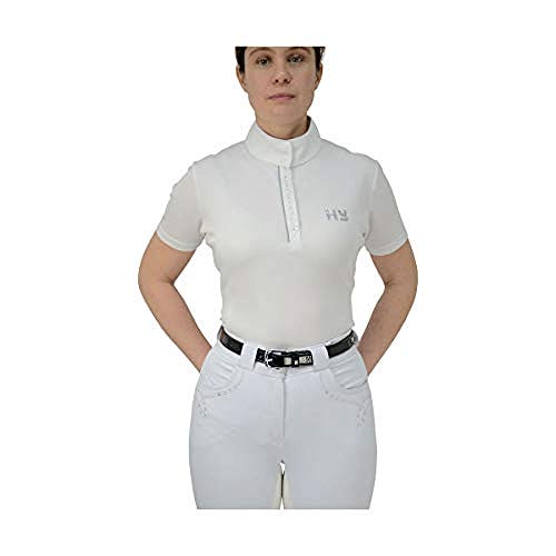 HyFASHION - Camisa de competición hípica Modelo Diamante para Mujer señora (Mediana (M)) (Blanco Polar)