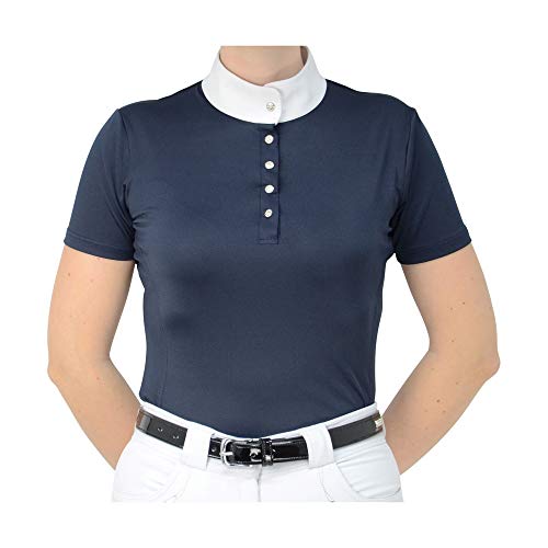 HyFASHION - Camisa de competición hípica Modelo Joanna Glam para Mujer señora (XS) (Azul Zafiro)