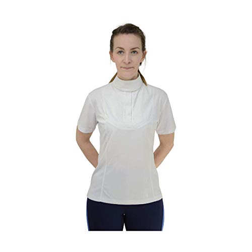 HyFASHION - Camisa de Manga Corta para competición de hípica Modelo Downham para Mujer señora (Grande (L)) (Blanco)