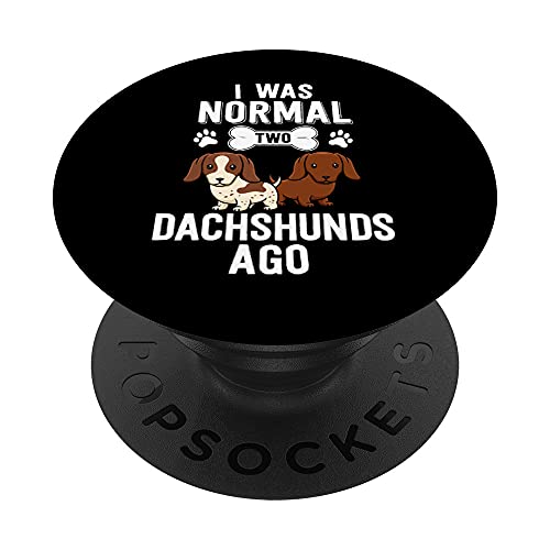 I Was Normal 2 Dachshunds Ago Red Piebald Doxie Perro amante PopSockets PopGrip Intercambiable