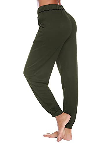 iClosam Pantalones Chandal Mujer Casuals Rayas AlgodóN De Deportivos Yoga Jogger Pantalon Sweatpants con Bolsillos Primavera Verano (Verde, L)