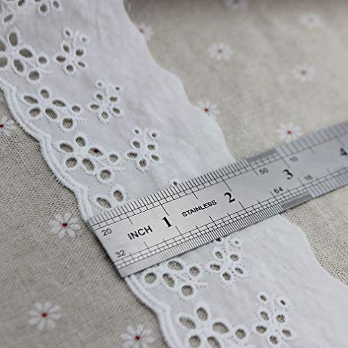 IDONGCAI encaje ribete blanco algodón bordado floral tela de encaje para ropa falda boda decoración del hogar 6,4 m / lote (3 #)