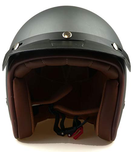 Iguana Custom Visera negra para casco de moto universal cross style larga. Valida para todos los cascos jet o integrales con tres corchetes en la frente.