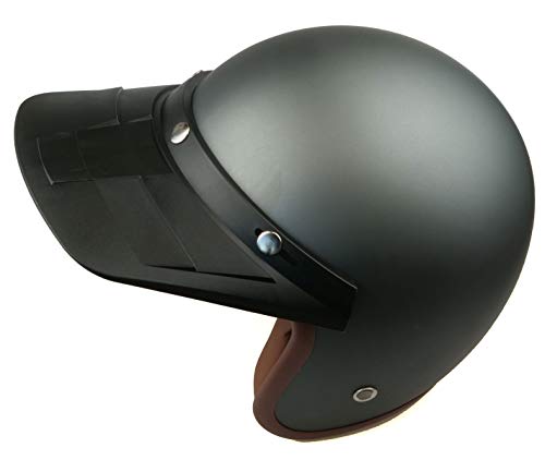 Iguana Custom Visera negra para casco de moto universal cross style larga. Valida para todos los cascos jet o integrales con tres corchetes en la frente.
