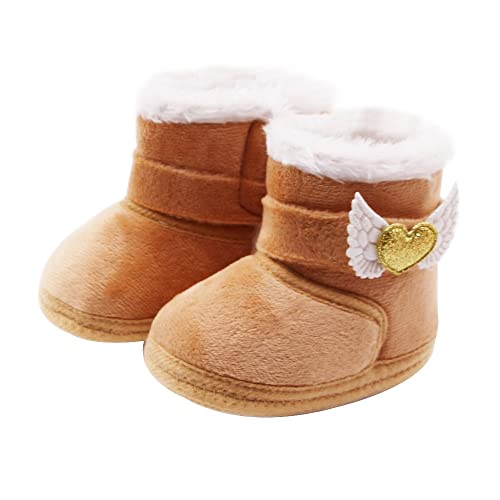 IHGWE Amuse-MIU MIU - Botas de nieve para bebé, niño, niña, botas de nieve cálidas para recién nacidos, suela suave, botas de invierno, antideslizantes, invierno, marrón, 9-12 Meses