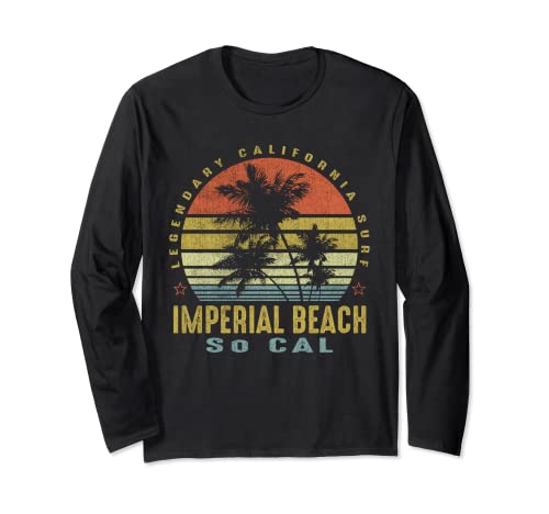 Imperial Beach Retro Palm Sunset Beach Regalo Manga Larga