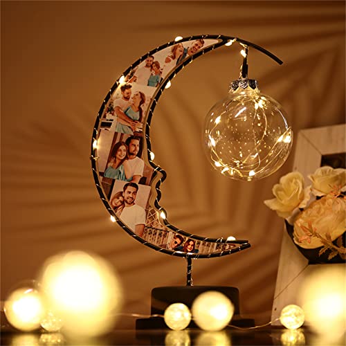 Impresión de luz nocturna personalizada 6 imágenes Luz de luna Luz de foto Lámpara de mesa creciente Navidad para mujeres(Luna)