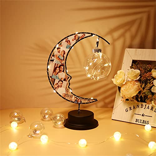 Impresión de luz nocturna personalizada 6 imágenes Luz de luna Luz de foto Lámpara de mesa creciente Navidad para mujeres(Luna)
