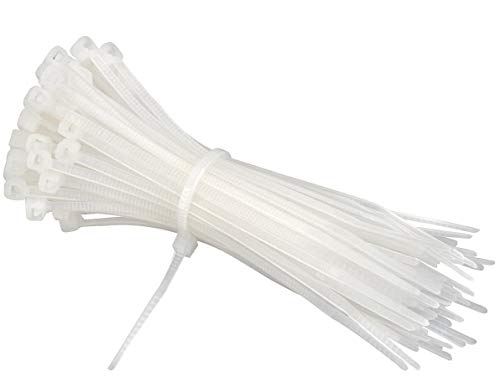 intervisio Bridas de Plastico para Cables 200mm x 2,5mm, Blanco, 100 Piezas + Soportes para las bridas de plastico, 19mm x 19 mm, Neutral, 50 Piezas