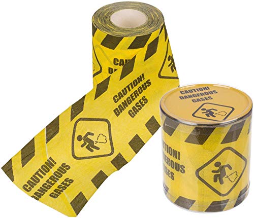 Invero Divertido papel higiénico con texto en inglés "Caution! Dangerous Gases" – Divertido papel higiénico – Divertido rollo de papel higiénico para todos los baños o baños