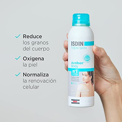 ISDIN Teen Skin Acniben Body Spray Corporal De Secado Rápido - Reducción de Granos Corporales - 150 ml.