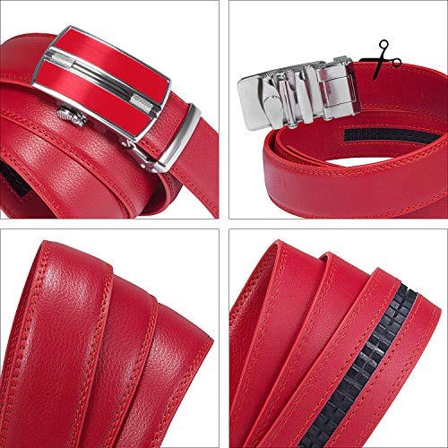 ITIEZY Cinturón Cuero para Hombres, Cinturones de Piel Diseñado con Hebilla Automática de 125 cm de Longitud
