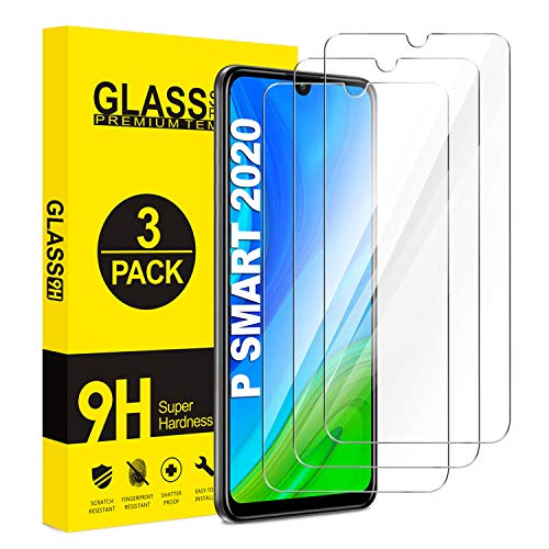 ivencase [3-Pack Huawei P Smart 2020 Protector Pantalla, Cristal Templado [9H Dureza] [Alta Definicion] Protector Pantalla para Huawei P Smart Cristal Vidrio Templado Premium