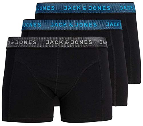 JACK & JONES - Calzoncillos tipo bóxer, 3 unidades, con la marca en la cintura, color asfalto, océano hawaiano, XL