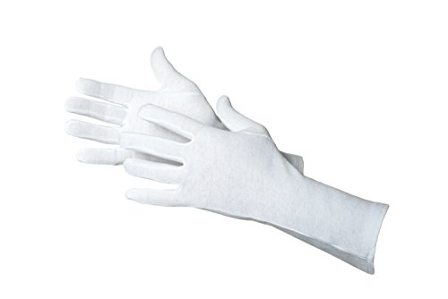 Jah Blanco:Tex 3101 - Guantes de algodón (12 pares, 35 cm de largo, talla 8), color blanco