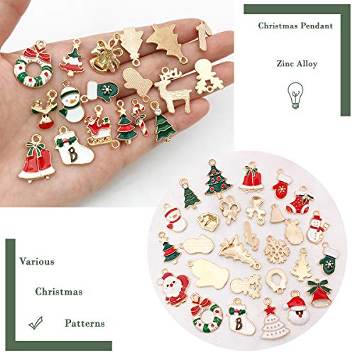 JAHEMU Colgantes de Navidad Mujer Oro Navideños Encantos Christmas Pendants Charms Dijes para Bisutería Pendientes Pulsera Collar DIY Manualidades Decoración de Navidad 38 piezas