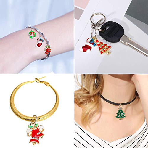 JAHEMU Colgantes de Navidad Mujer Oro Navideños Encantos Christmas Pendants Charms Dijes para Bisutería Pendientes Pulsera Collar DIY Manualidades Decoración de Navidad 38 piezas