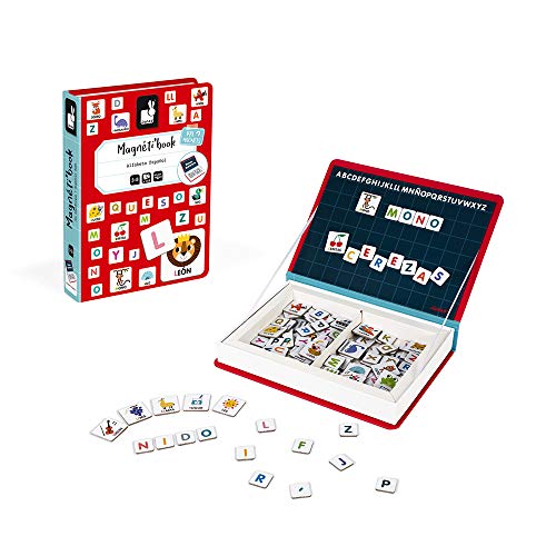 Janod - Magneti'Book Alfabeto juguete educativo, Version en Español, Rojo (J02714)