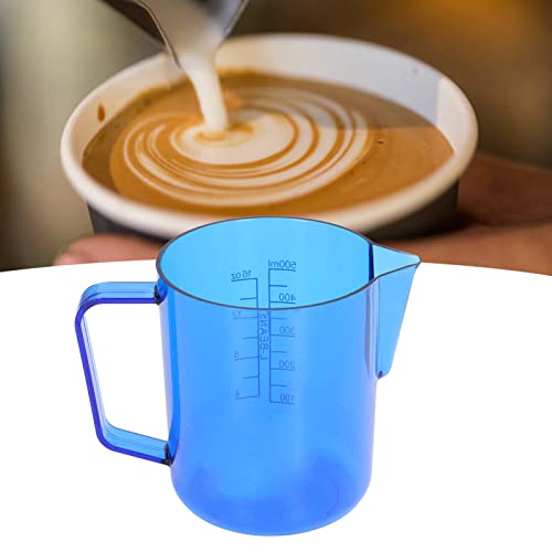Jarra de café acrílica de 600 ml con salida de agua tipo boca de águila, jarra anti-rotura para espumar, taza de leche en el restaurante de la cocina(Azul)