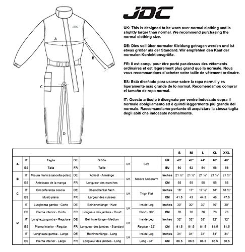 JDC Traje Impermeable Moto Lluvia Sobre Traje 1PC 1 Pieza - SHIELD - Negro - XXL - Largo Regular