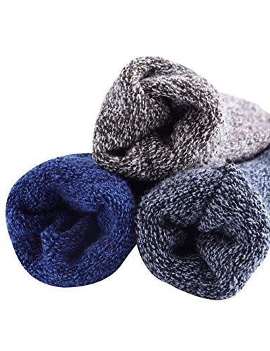 Jeasona Medias de lana - grueso, térmico, cálido y acogedor - calcetines de arranque para el invierno para mujer [2.5-5] [negro]