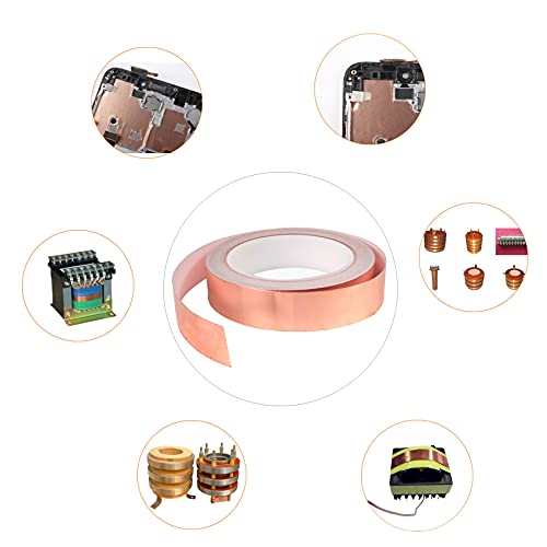 JeoPoom Cinta de Foil de Cobre(30mm×20m), Cinta de Lámina de Cobre Adhesiva Conductora, para Blindaje EMI y RF, Circuitos Papel, Soldadura, Reparaciones Eléctricas
