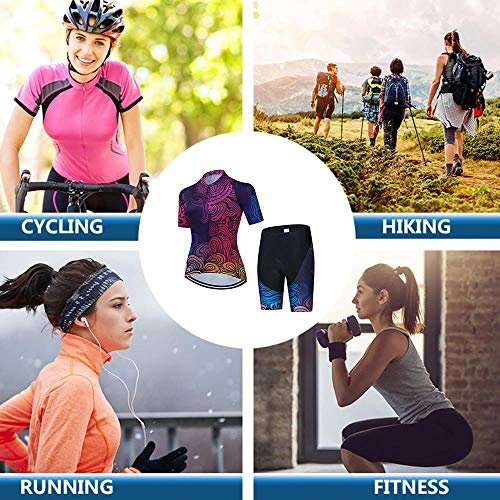 Jersey de ciclismo de verano para mujer y pantalones cortos de equitación acolchados de manga corta ropa de ciclismo trajes de secado rápido