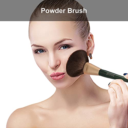 JessLab Brocha Polvos, Mango de Madera Brocha de Maquillaje para Polvos Powder Brush Maquillaje Brochas para Polvo Prensado Polvo de Fijación, Cerdas Sintéticas - 1 Pieza
