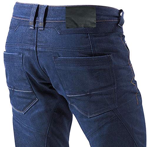 Jet Pantalon Moto Hombre Jeans Kevlar Aramid con Armadura (54 Largo/Cintura 38" Longitud 34"(2XL), Azul)