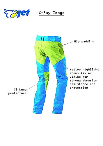 Jet Pantalon Moto Hombre Jeans Kevlar Aramid con Armadura (54 Largo/Cintura 38" Longitud 34"(2XL), Azul)