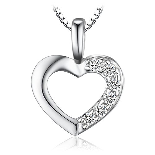 JewelryPalace Colgante Circonita en forma de Corazón Collar Plata de ley 925 cadena de caja 43cm
