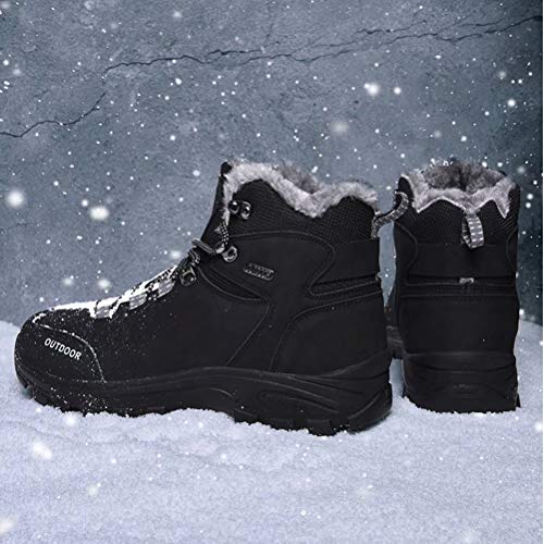 JIANYE Zapatos para hombre calientes del invierno alineada piel de la nieve botas de agua botas de invierno antideslizante Trekking Senderismo Botas Negro 44 De los hombres Negro 8.5 UK
