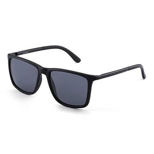 JIM HALO Gafas de Sol Polarizadas. Cómodas y Resistentes. Máxima Protección UV400. Para Hombre y Mujer. [Montura Negra - Lentes Grises]