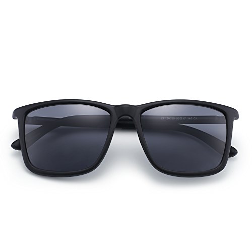 JIM HALO Gafas de Sol Polarizadas. Cómodas y Resistentes. Máxima Protección UV400. Para Hombre y Mujer. [Montura Negra - Lentes Grises]