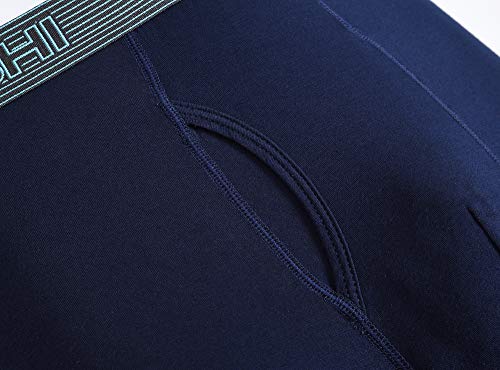 JINSHI Hombre Calzoncillos Boxer Pantalón Interior Largo Fibra de Bambú Suave 3 Pack Negro/Gris/Azul L