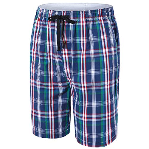 JINSHI Hombre Pijama Pantalones Cortos de Algodón Elástico a Cuadros Ropa de Salón Noche Verano con Botón Pack 3 Talla XL