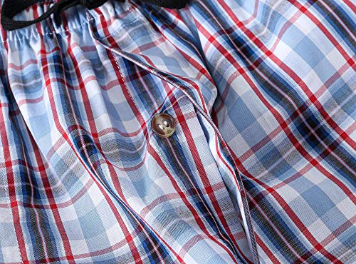 JINSHI Hombre Pijama Pantalones Cortos de Algodón Elástico a Cuadros Ropa de Salón Noche Verano con Botón Pack 3 Talla XL