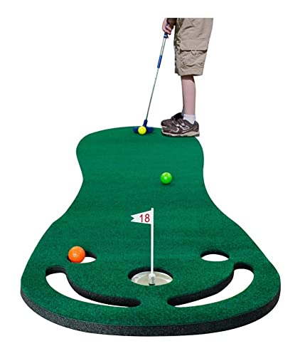 JJY Poniendo esteras Verdes establecidas for el Uso de Golf, incluidos 1 Putter y 3 Bolas Ayuda de Entrenamiento Copa y Banderas Portada de Entrenamiento al Aire Libre Interior (Color : Golf Mat)