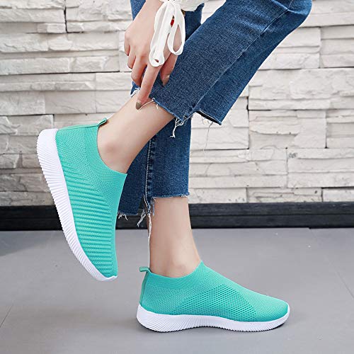JKRTR Zapatillas de deporte para mujer, para exteriores, con malla informal, cómodas, para correr, verde, 41 EU