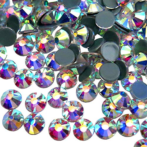 Jollin Hot Fix Diamantes de imitación de cristal con espalda plana Diamante redondo Gemas Strass, 4.0mm, SS16 1440pcs, Crystal AB