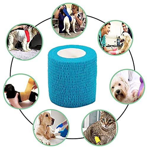 JpGdn Cinta autoadhesiva para veterinario de 5 x 4,5 cm, vendas flexibles para piernas adherentes, no tejidas, para perros, gatos, caballos, animales, esguinces de tobillo e hinchazón, 10 unidades