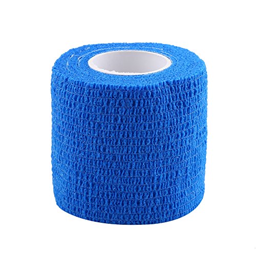 Juego de 5 rollos/cinta autoadhesiva para vendaje impermeable adherente a la prenda impermeable Vendaje Autoadherente Roll Cinta elástica atlética para esguinces de tobillo e hinchazón (azul)