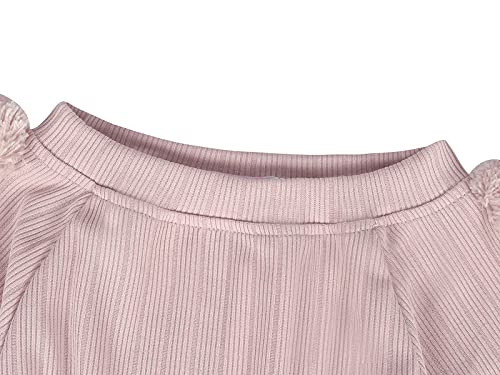 Jurebecia Conjuntos de top y falda Niña suéter Tejido de Manga Larga Conjunto de Trajes de Falda Niña Suéter Rosa 5-6 Años