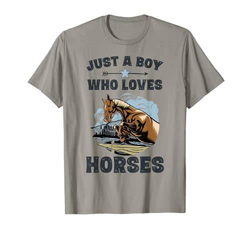Just A Boy Who Loves Horses - Camisa de caballo para niños Camiseta
