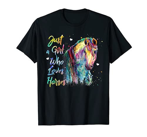 Just A Girl Who Loves Caballos Camisa Equitación Mujer Camiseta
