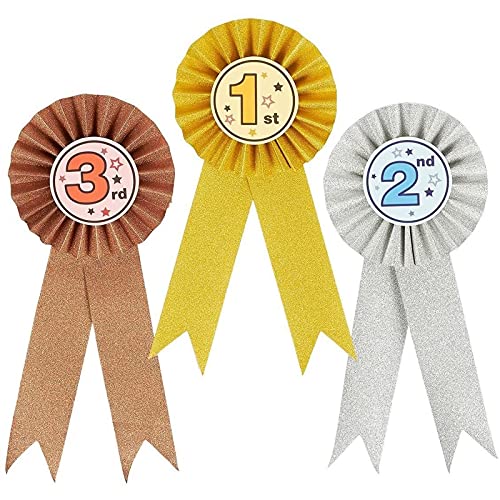 Juvale Cintas de la concesión - 1º, 2º, 3º y rosetón del Lugar Cintas - premios de reconocimiento de concursos de ortografía, (Oro, Plata, Bronce) - 6 en Total, 2 de Cada diseño