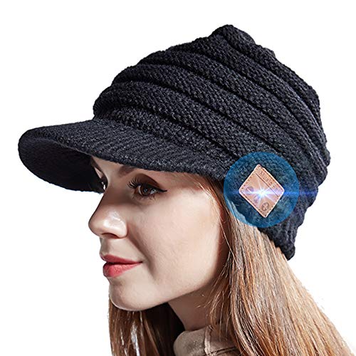 JYPS Bluetooth Beanie Hat, Sombreros de Invierno de Punto inalámbricos para Mujeres Niñas Sombrero de Pico Sombrero de música Regalo de Auriculares navideños con Altavoces estéreo incorporados Unisex